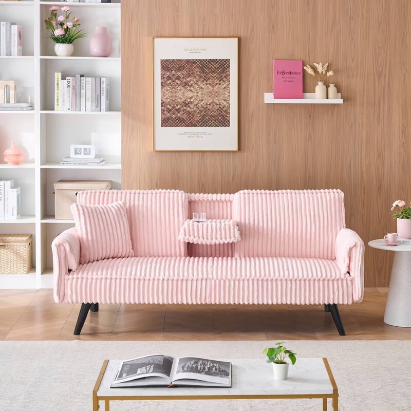 Minimalist Style Straight Line Corduroy Sofa