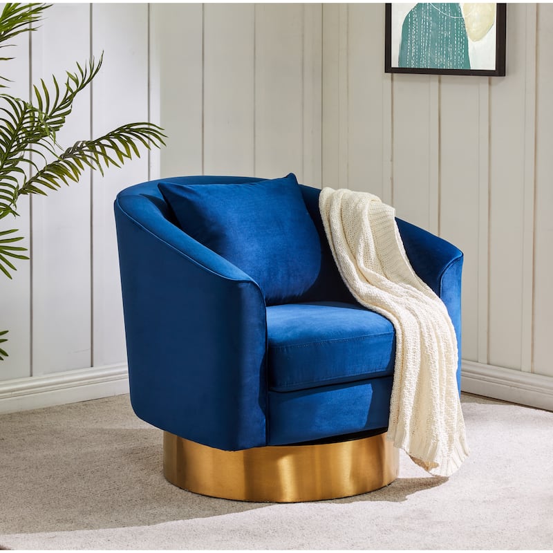 SAFAVIEH Couture Denecia Swivel Barrel Chair - 32.5" W x 32.1" L x 30.1" H - 33Wx32Dx30H