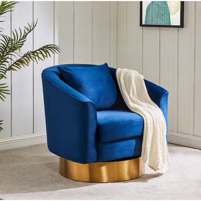 SAFAVIEH Couture Denecia Swivel Barrel Chair - 32.5" W x 32.1" L x 30.1" H - 33Wx32Dx30H