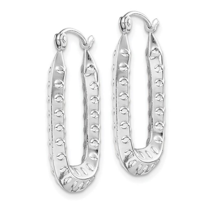 Curata 10k Yellow or White Gold Textured Rectangle Hoop Earrings - 25.28x15.57mm