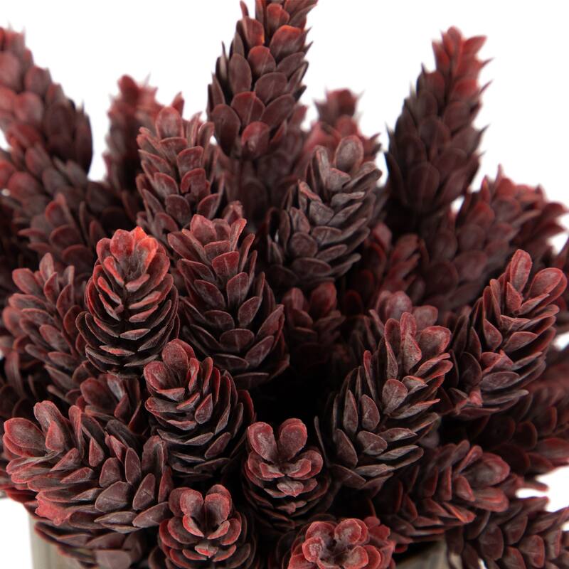 Wild Flower Artificial Plant in a Textured Lined Pot - 8" - Burgundy Red