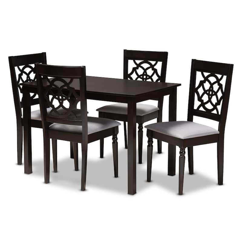 Renaud Modern Grey and Walnut Brown Wood 5-Piece Dining Set