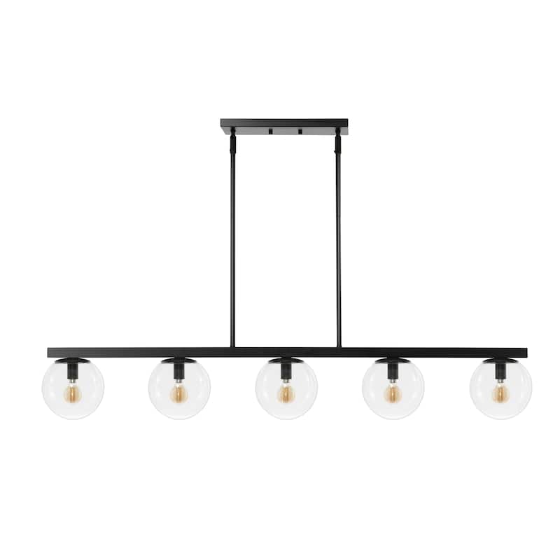 Luca Parisian 45.5" 5-Light Modern Glam Iron Globe Linear LED Pendant by JONATHAN Y