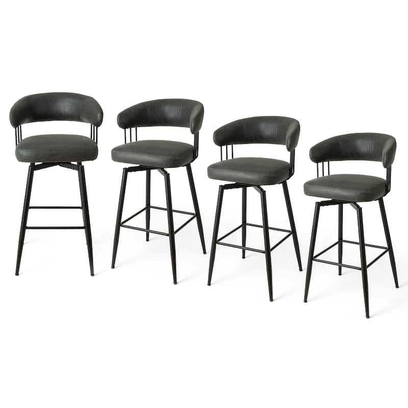 Glitzhome Set of 4 PU Leather Upholstered Swivel Counter or Bar Stools Pub/ Bar Chairs