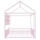 preview thumbnail 34 of 70, Metal House Bed with Metal Grid and Storage Shelves, Twin/Full Size Floor Montessori Bed with Roof Frame and Fence Guardrails
