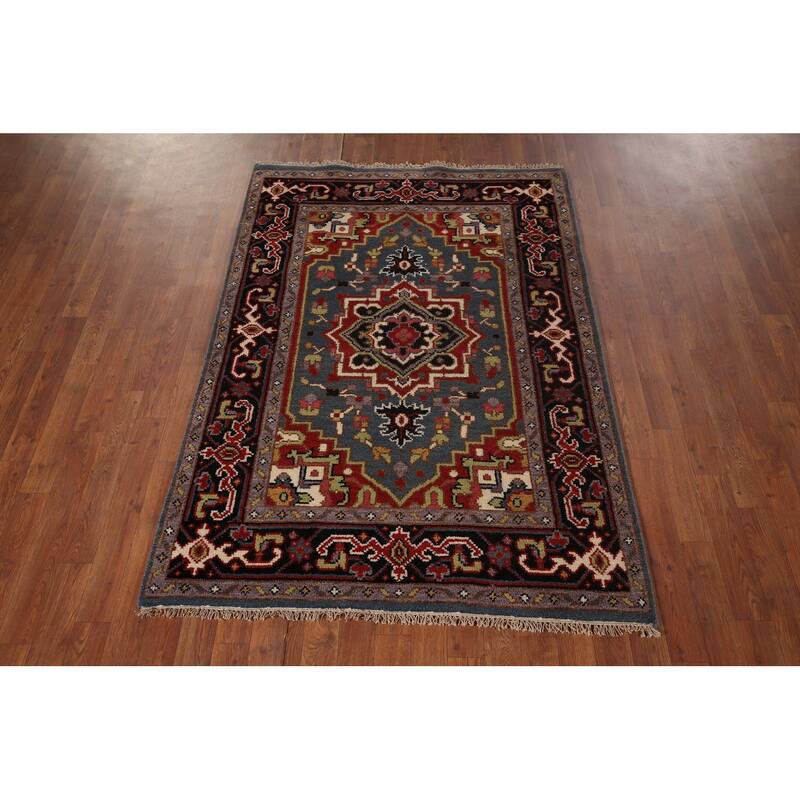 Heriz Serapi Indian Area Rug Handmade Wool Carpet - 3'11"x 5'9"