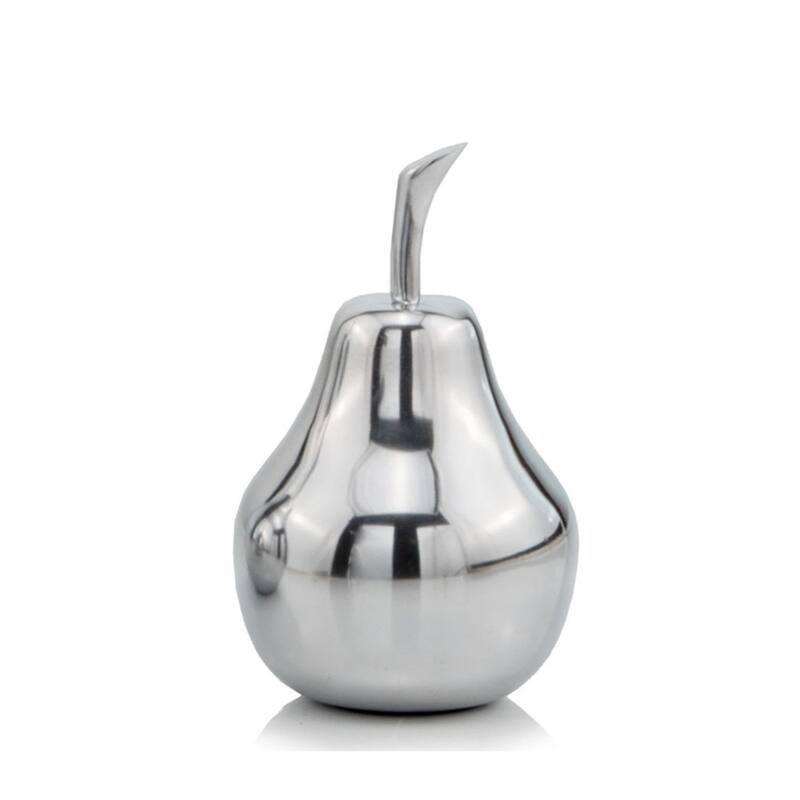 HomeRoots 7" Silver Buffed Aluminum Decorative Pear Tabletop Sculpture - 4' X '6.5' X '4