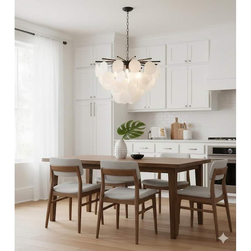 Transitional 7-Light White Petal Glass Chandelier
