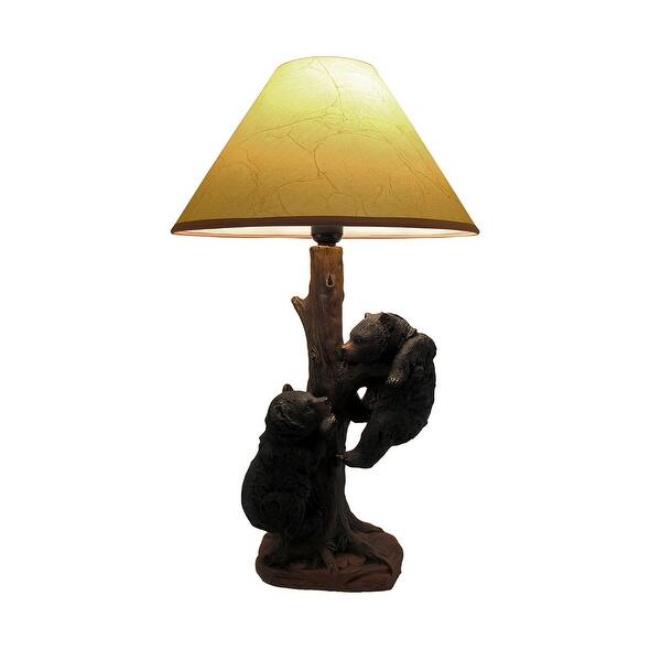 Shop Playful Black Bear Cubs Climbing Tree Decorative Lamp