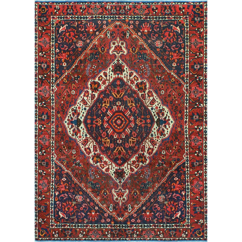 Vintage Distressed Vikki Burgundy/Navy Rug - 6'8" x 8'11"