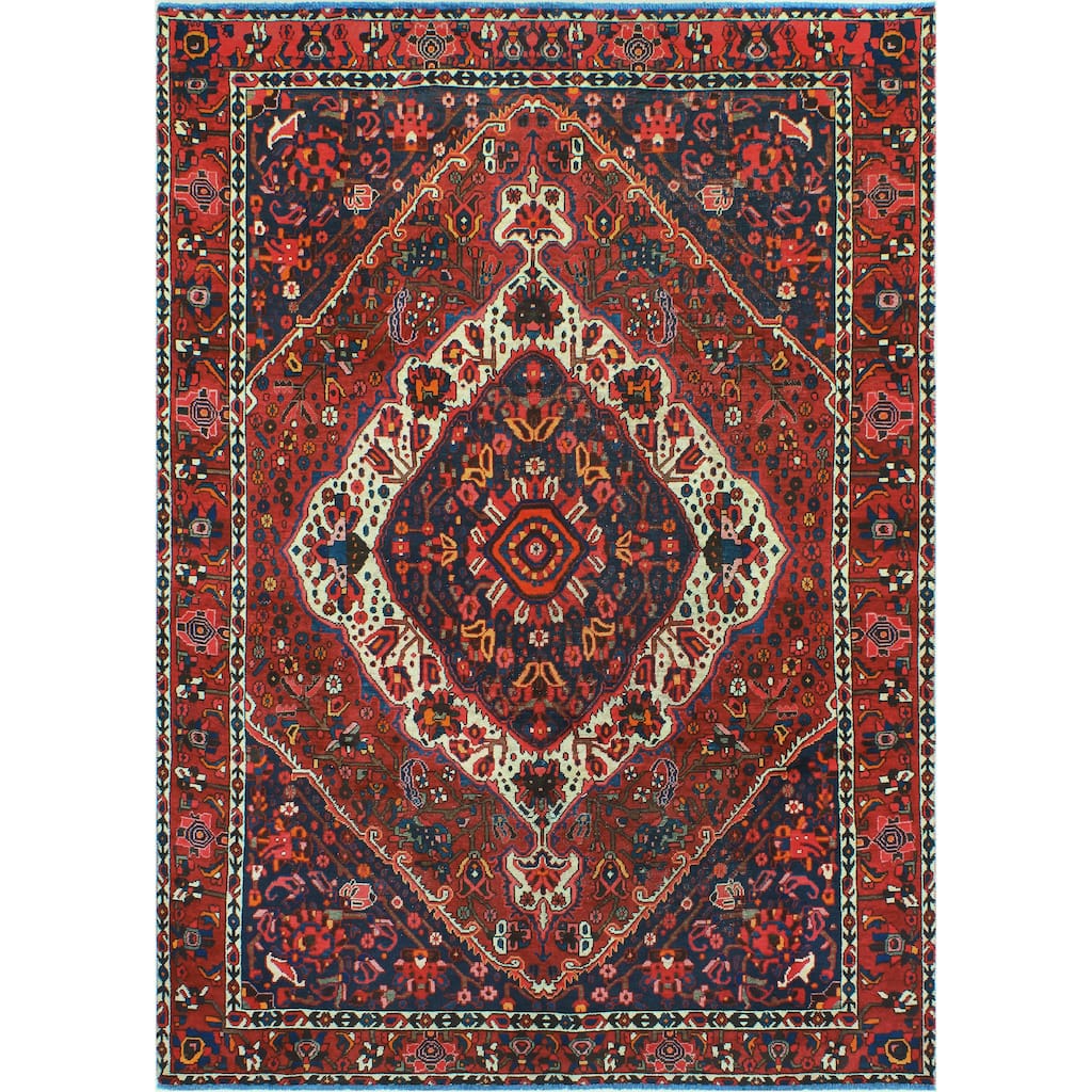 Vintage Distressed Vikki Burgundy/Navy Rug - 6'8" x 8'11"