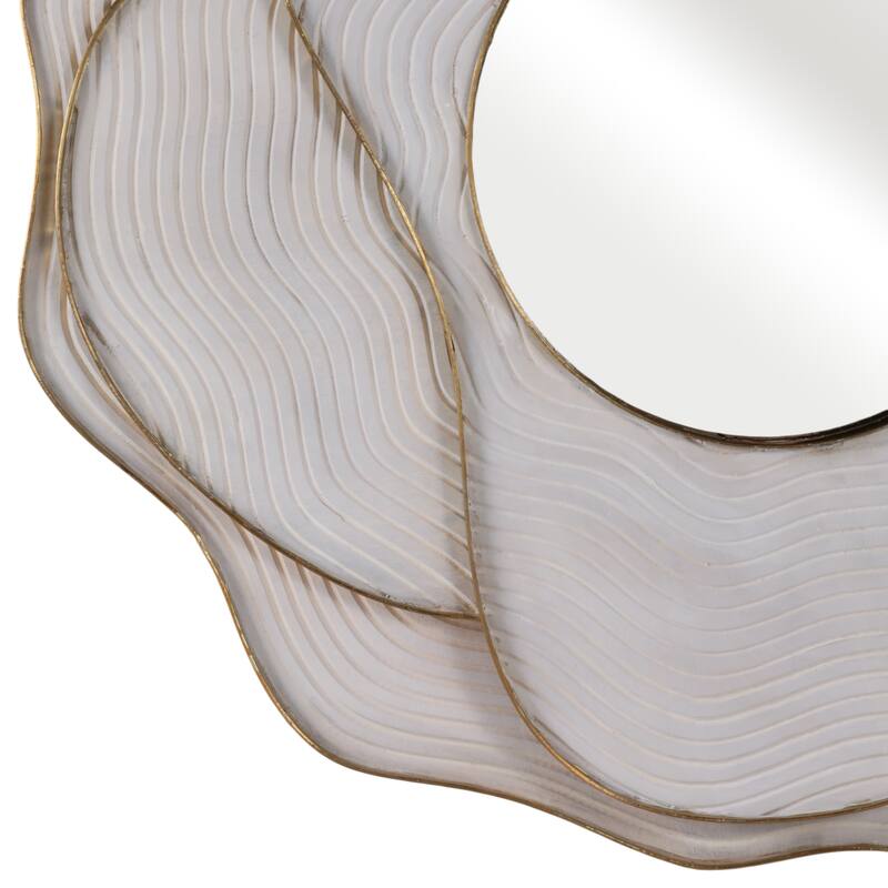 Wood Wall Mirror Decorative Layered Modern Accent Bathroom - 39" Ivory - 39" x 2.5" x 39"