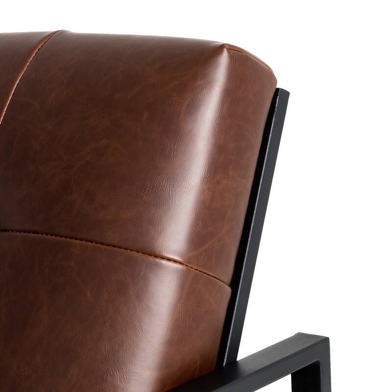 Glitzhome Modern PU Leather Tufted Accent Chair with Ottoman Set