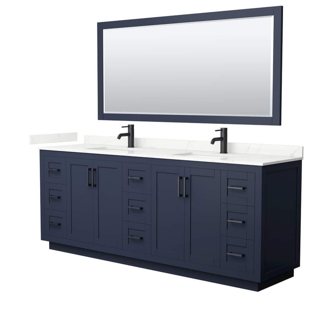 Miranda 84-inch Double Vanity, Quartz Top, 70-inch Mirror