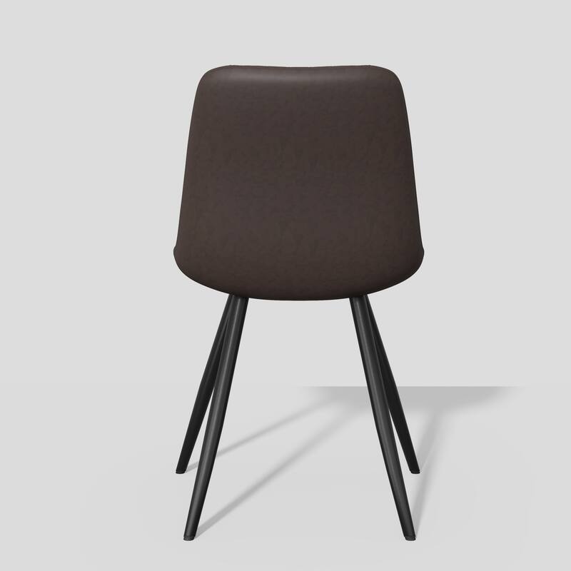 Modern Dining Chairs Set of 2, Top PU Leather Upholstered Dining Room Chairs with Metal Legs, Ergonomic Kitchen Chairs