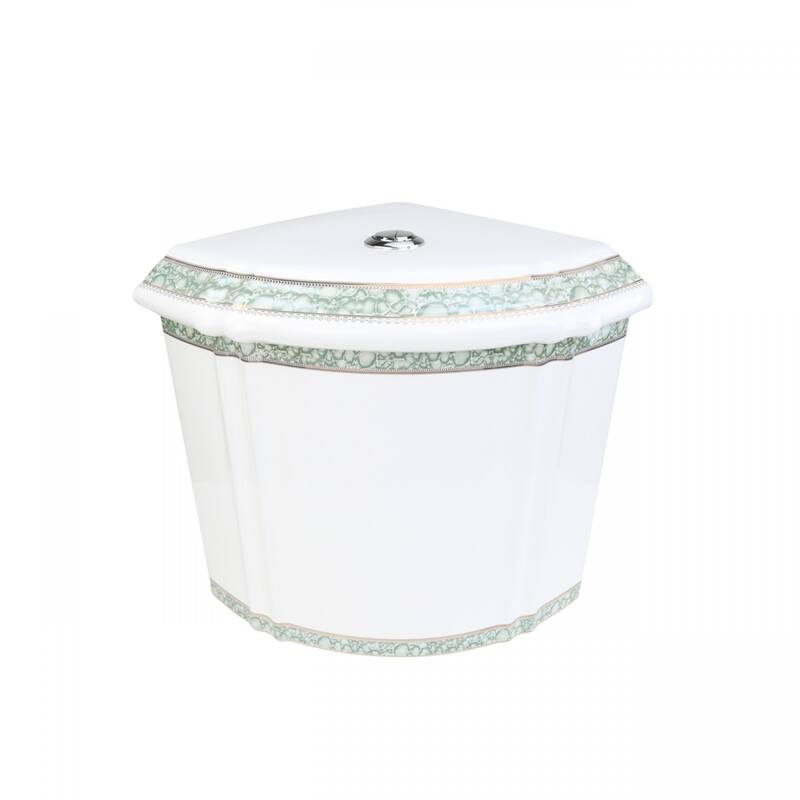 Corner Toilet Tank Green Gold Painted White Vitreous China Renovators Supply