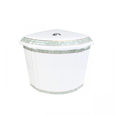 Corner Toilet Tank Green Gold Painted White Vitreous China Renovators Supply
