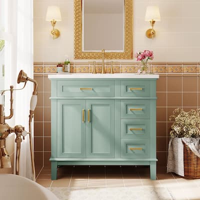 36 inch MDF Freestanding Bathroom Vanity Set with Integrated Ceramic Sink - 36" x 18" x 35"