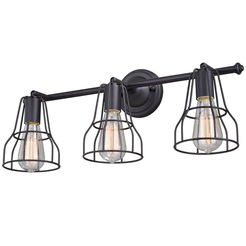 Clybourn 3 Light Bronze Adjustable Wire Cage Bathroom Vanity Fixture - 23-in W x 9.75-in H x 8.25-in D