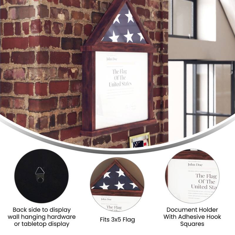 Glass Front Flag Display Case with Certificate Holder