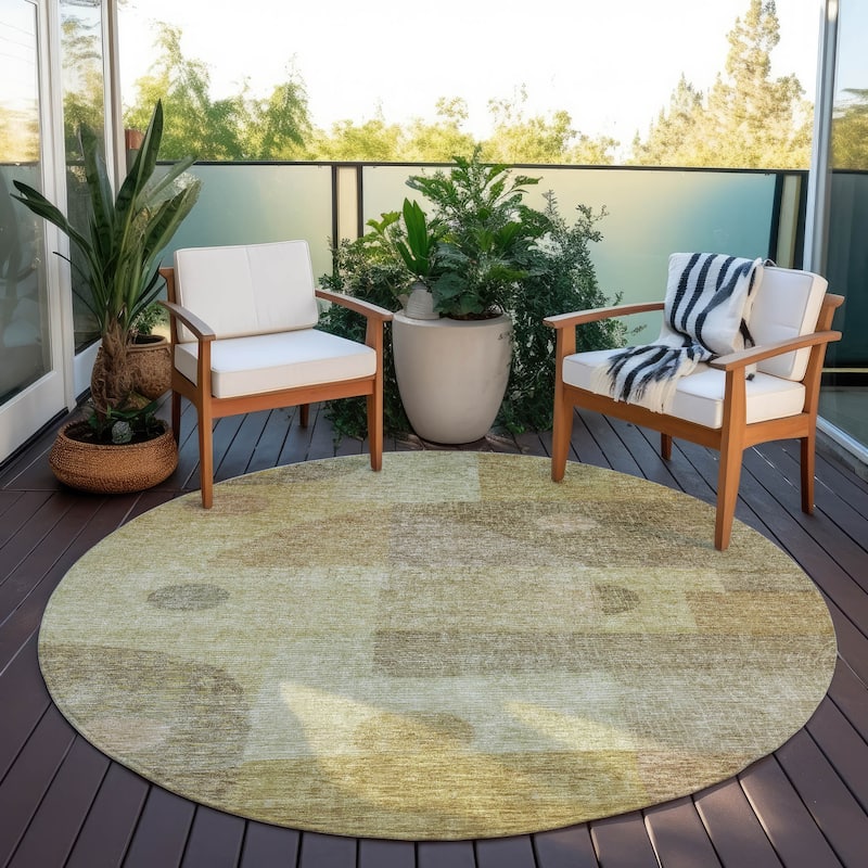 Machine Washable Indoor/ Outdoor Contemporary Geo Chantille Rug