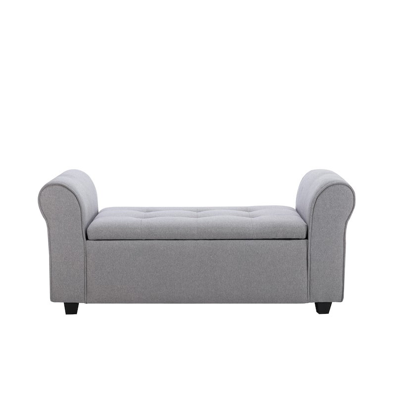 Porthos Home Tufted Fabric Flip Top Storage Bench with Arms