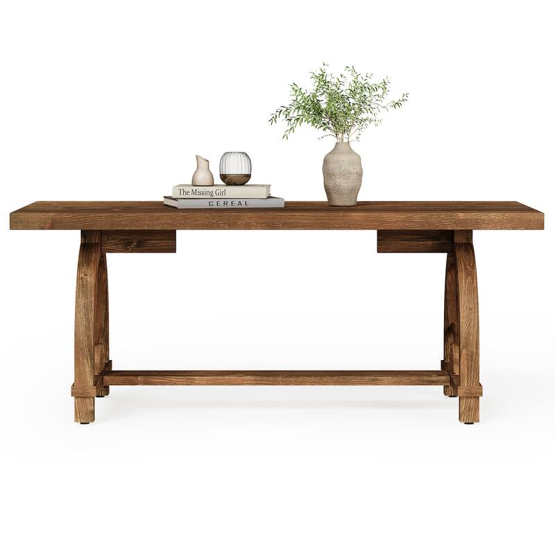 Solid Wood Coffee Table, Rectangular Cocktail Table, Living Room Center Tea Table