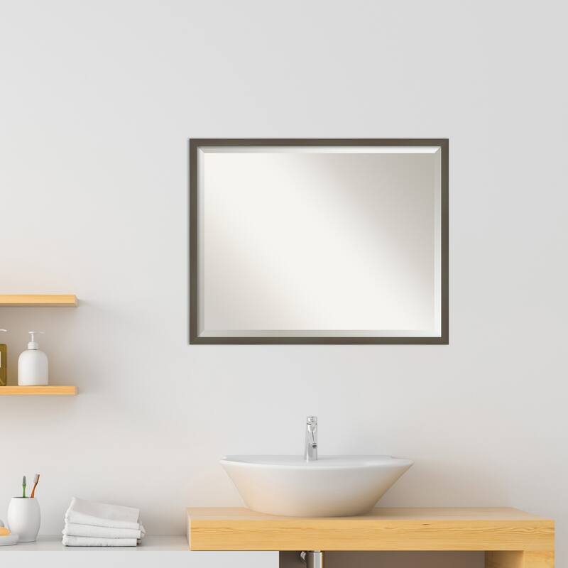 Beveled Wood Bathroom Wall Mirror - Svelte Frame