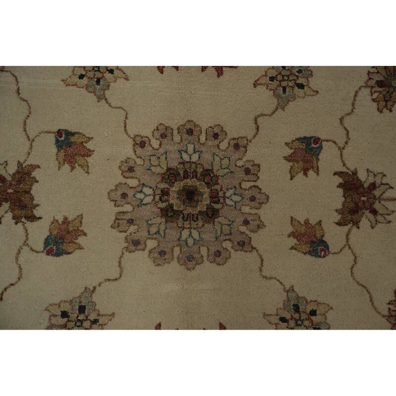 Hand Knotted Oriental 100% Wool Carpet Traditional All-Over Beige & Ivories Peshawar Area Rug - 13' 11'' X 9' 11''