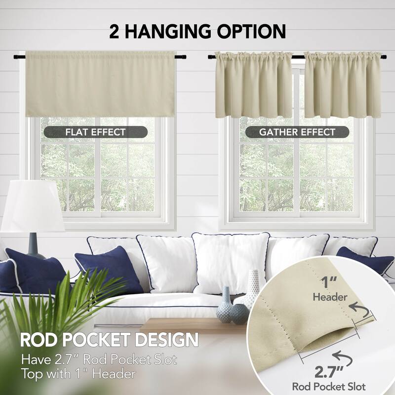 Deconovo Cafe Curtains Rod Pocket Window Short Drapes Tier Pair