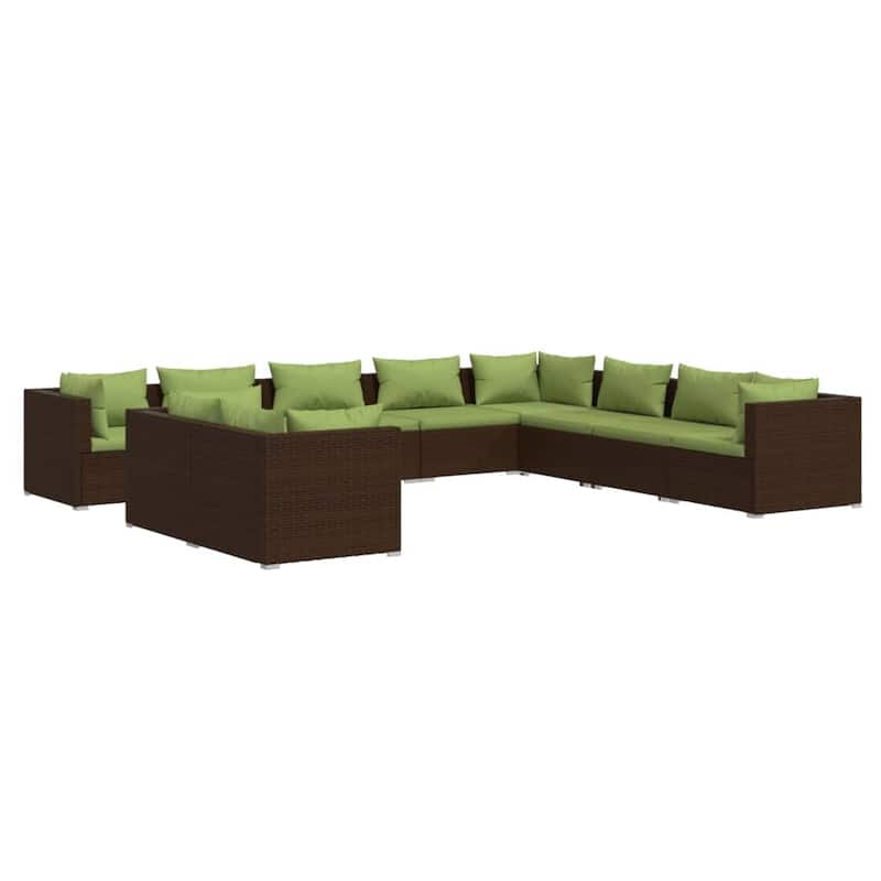 vidaXL Patio Lounge Set Outdoor Sectional Sofa Set Table Garden Poly Rattan - 27.6" x 27.6" x 23.8"