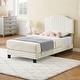 preview thumbnail 11 of 11, Twin Size Upholstered Bed Frame with Headboard,Heavy Duty Wooden Platform for Kids