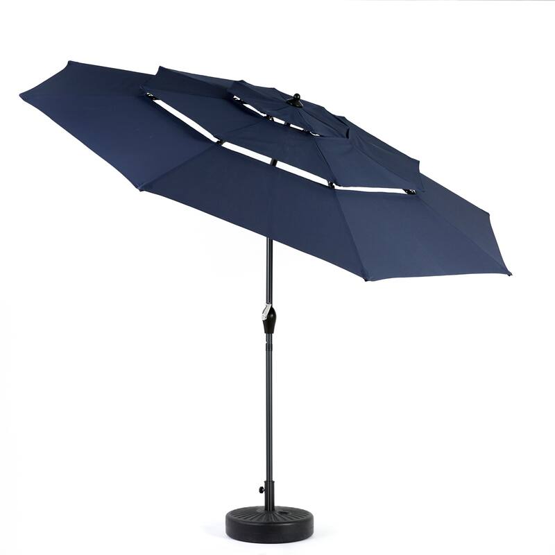 9.64 ft. Steel Market Outdoor Patio Umbrella with 8 Ribs, 3 Tier Auto-tilt Umbrella, (Base Not Included)