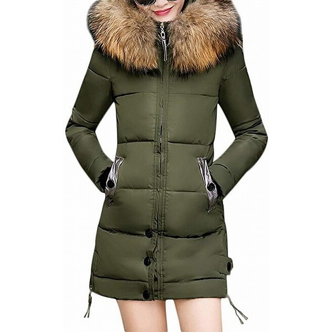 womens olive green puffer coat