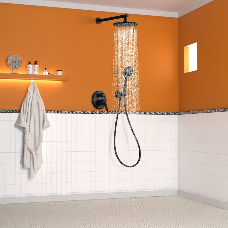 5-Spray Patterns with 9/10/12-in Wall Mount Dual Shower Heads