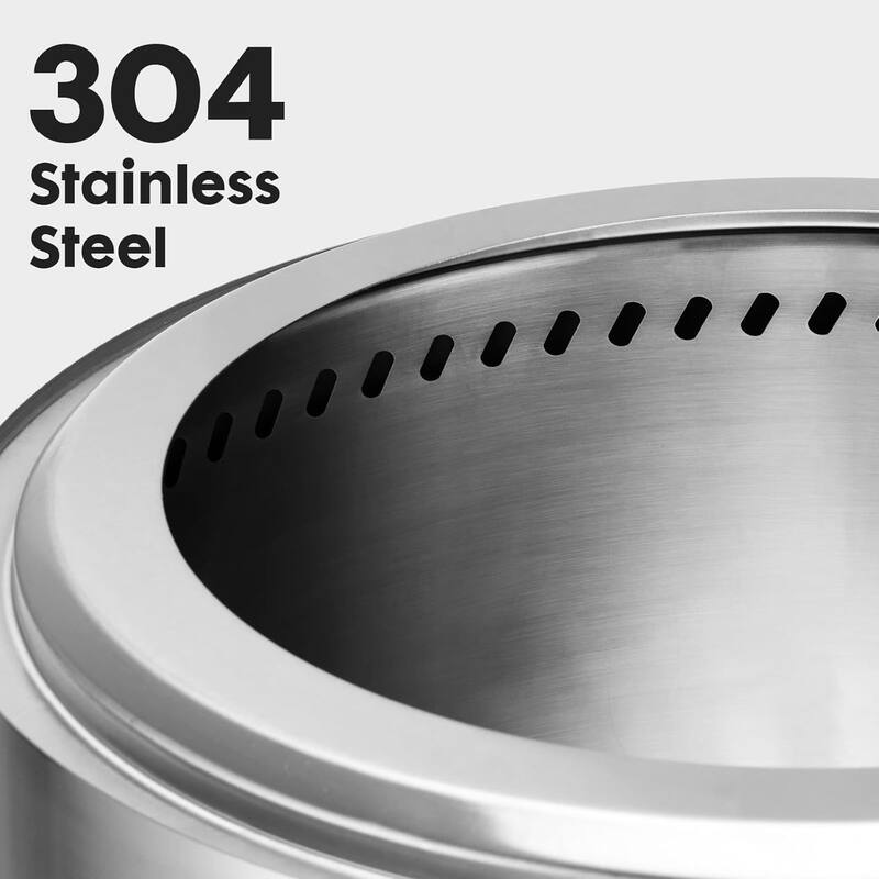 Smokeless Fire Pit, 19 Inch Stainless Steel Tabletop Firepit Wood Pellets Burning Low Smoke Firepit with Removable Ash Pan