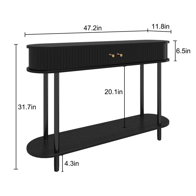 Modern Console Table with Wood Tambour Door