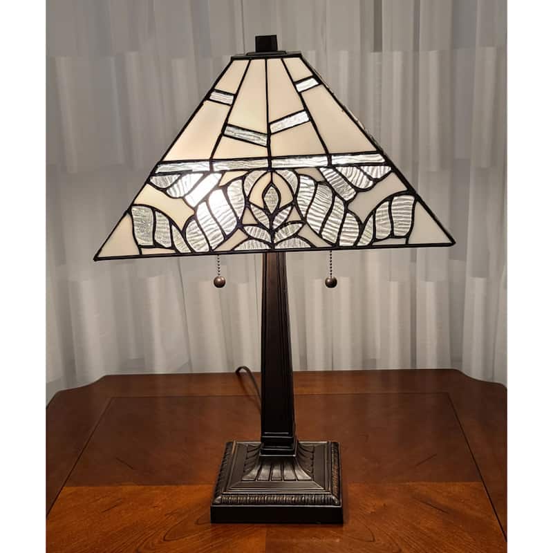 22" Dark Brown Metal Two Light Candlestick Table Lamp With White Shade - 11" x 21" x 22"