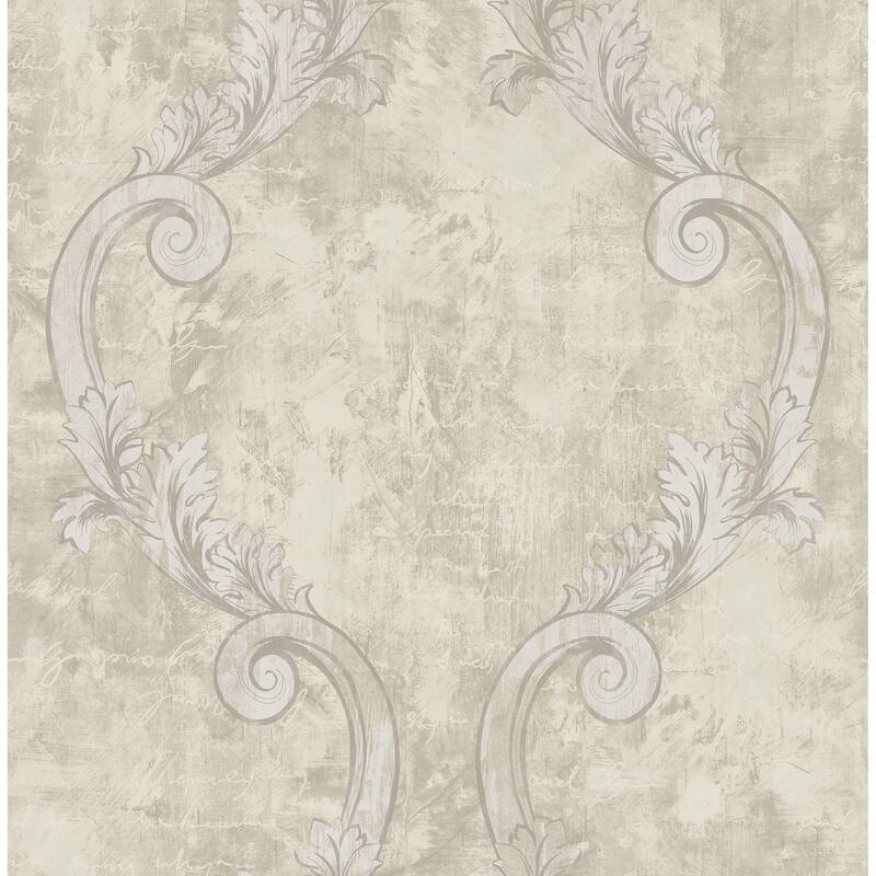 Seabrook Designs Sicily Calligraphy Scroll Unpasted Wallpaper