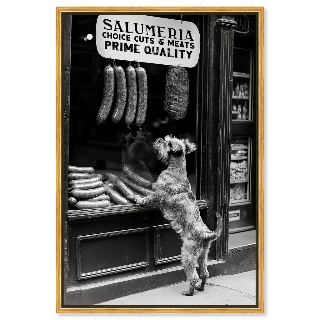 Window Shopping Pup Canvas by Art Remedy