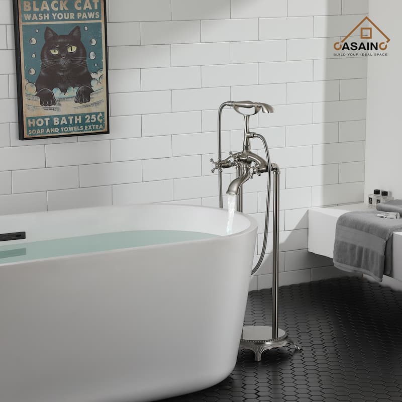 CASAINC 2-Function Free Standing Bathtub Faucet with 360 Degree Swivel Spout