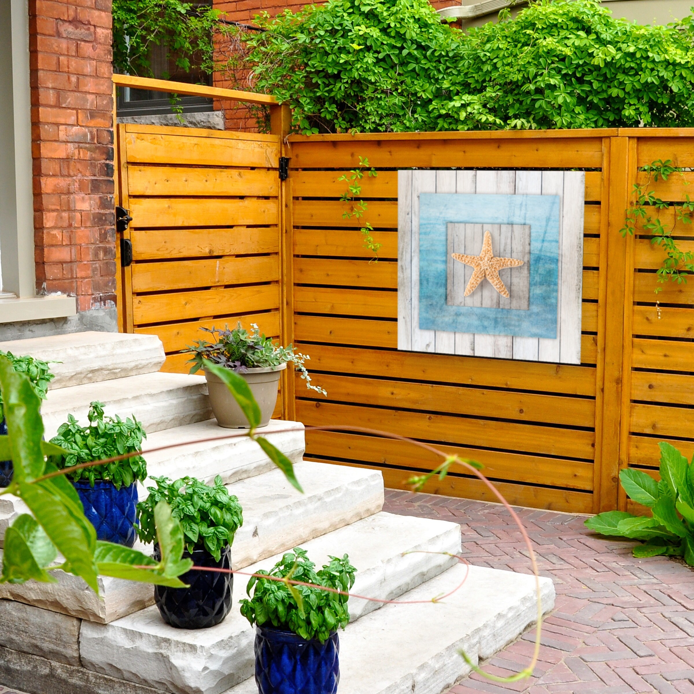 Lightboxjournal 'Blue Frame Orange Star' Outdoor Canvas - On