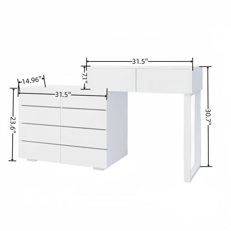 10-Drawers Chest with Extended Desktop