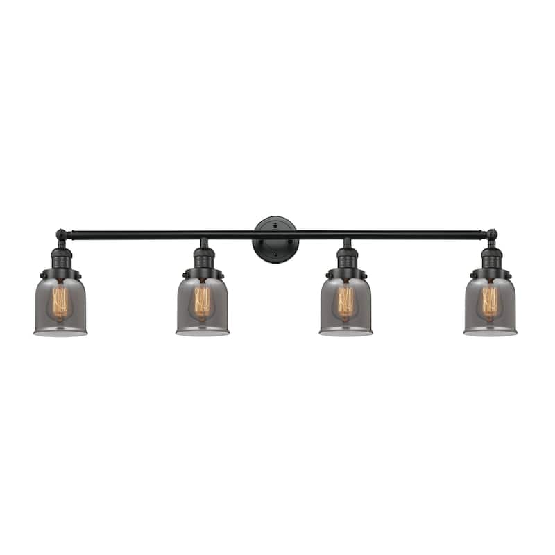 Innovations Lighting 215-10-42 Bell Vanity Bell 4 Light 42" Wide - Matte Black / Plated Smoke