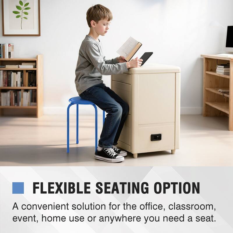 VECELO 6-Pack Stacking Stools for Living Room Backless Round Stools Set Indoor Outdoor Use with Metal Frame & Non-Slip Feet