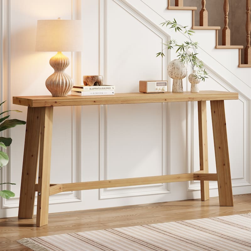 63-Inch Solid Wood Console Table for Living Room