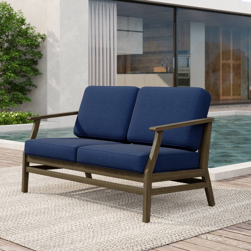 Patio Teak Wood Outdoor Loveseat Sofa with Cushions