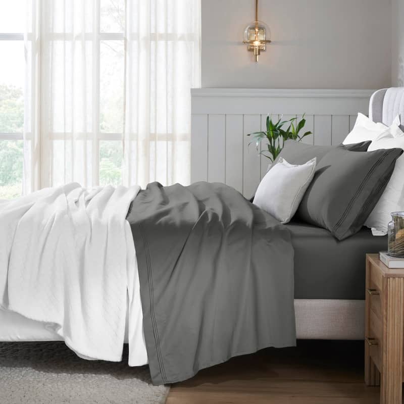 Superior Egyptian Cotton 650 Thread Count Deep Pocket Solid Sheet Set - California King - Grey