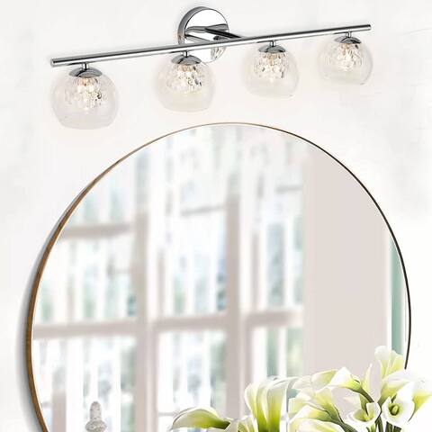 4 Lights Modern Bathroom Crystal Glass Vanity Wall Sconce