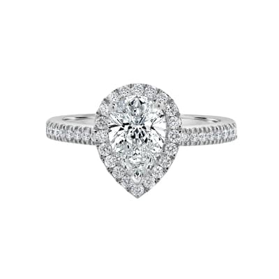 Auriya 14k-White Gold Lab Grown Halo-Pear Shaped Diamond Engagement Ring 1.50ct. tw. (G-H VS)